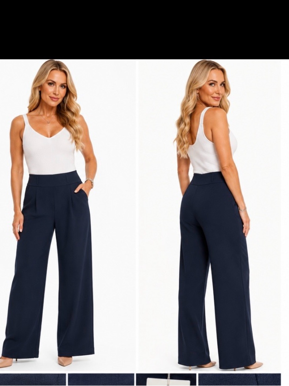 Karen MillenNWT Size 6 Navy Wide-Leg High-Waist Trousers